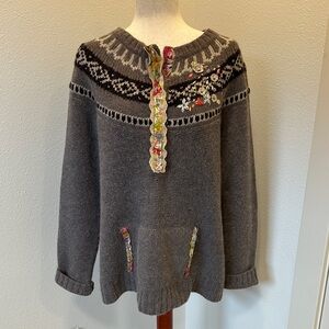 Free People Fair Isle Floral Embroidered Women's Sweater